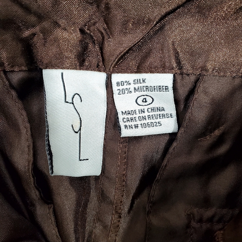 LSL Gold Shimmer Silk Blend Cargo Pants sz 4 Chocolate - Brown - Picture 7 of 7